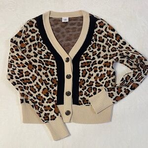 cabi Leopard Print Cardigan - Black and Brown